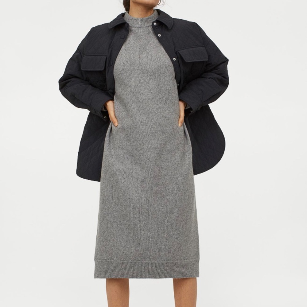 Grey Melange Knit Dress